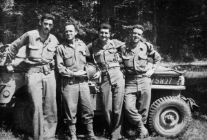 "The Four Musketeers": J.D. Salinger (left) and his WWII buddies.  Photo courtesy denise Fitzgerald.